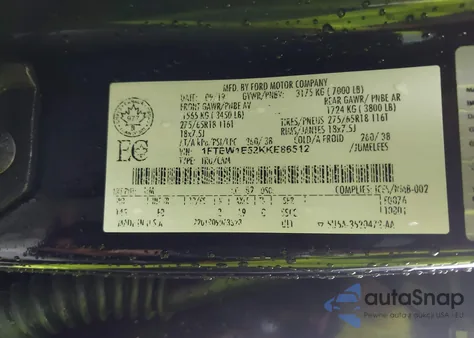 2019 Ford F-150 Xlt z USA, uszkodzony, nr VIN 1FTEW1E52KKE86512